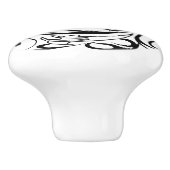 Yin & Yang Symbool Zwart-wit Tattoo Stijl Keramische Knop (Zijkant)