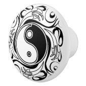 Yin & Yang Symbool Zwart-wit Tattoo Stijl Keramische Knop (Rechts)