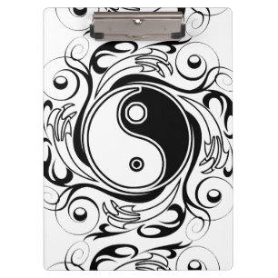 Yin & Yang Symbool Zwart-wit Tattoo Stijl Klembord