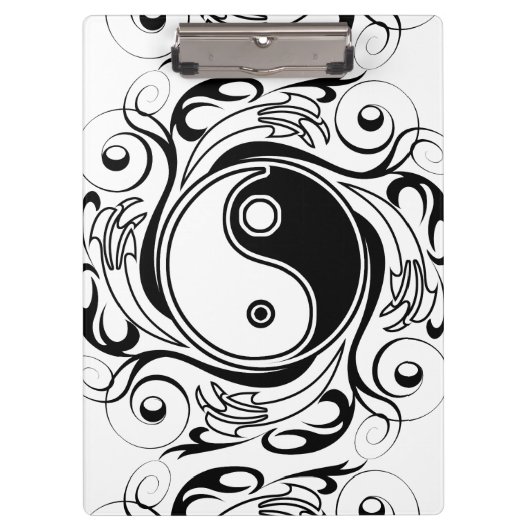 Yin & Yang Symbool Zwart-wit Tattoo Stijl Klembord (Voorkant)