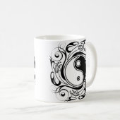 Yin & Yang Symbool Zwart-wit Tattoo Stijl Koffiemok (Voorkant rechts)