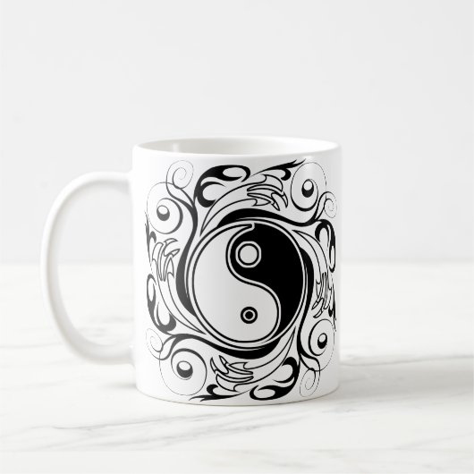 Yin & Yang Symbool Zwart-wit Tattoo Stijl Koffiemok (Links)