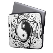 Yin & Yang Symbool Zwart-wit Tattoo Stijl Laptop Sleeve (Voorkant Links)