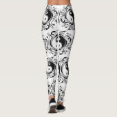 Yin & Yang Symbool Zwart-wit Tattoo Stijl Leggings (Achterkant)