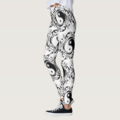 Yin & Yang Symbool Zwart-wit Tattoo Stijl Leggings (Links)