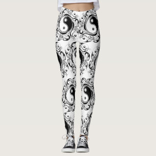 Yin & Yang Symbool Zwart-wit Tattoo Stijl Leggings