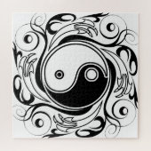 Yin & Yang Symbool Zwart-wit Tattoo Stijl Legpuzzel (Horizontaal)