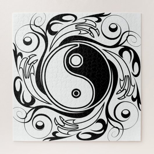 Yin & Yang Symbool Zwart-wit Tattoo Stijl Legpuzzel (Verticaal)