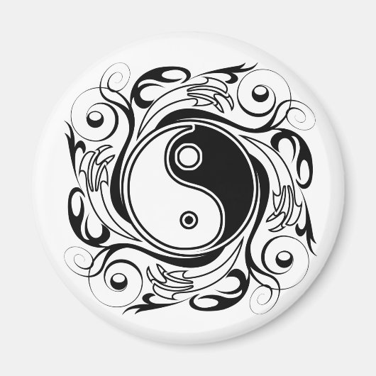 Yin & Yang Symbool Zwart-wit Tattoo Stijl Magneet (Voorkant)