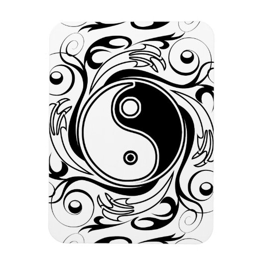 Yin & Yang Symbool Zwart-wit Tattoo Stijl Magneet (Verticaal)