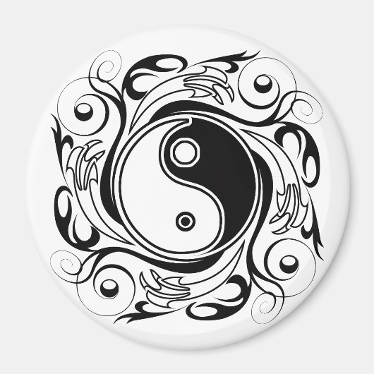 Yin & Yang Symbool Zwart-wit Tattoo Stijl Magneet (Voorkant)