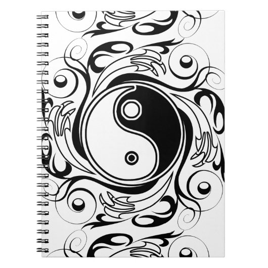 Yin & Yang Symbool Zwart-wit Tattoo Stijl Notitieboek (Voorkant)