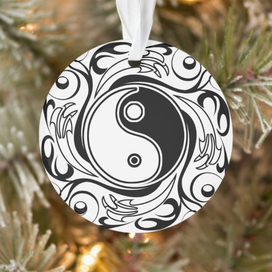 Yin & Yang Symbool Zwart-wit Tattoo Stijl Ornament (Boom)
