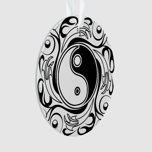 Yin & Yang Symbool Zwart-wit Tattoo Stijl Ornament (voorkant)