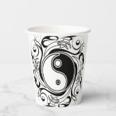 Yin & Yang Symbool Zwart-wit Tattoo Stijl Papieren Bekers (Achterkant)