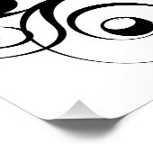 Yin & Yang Symbool Zwart-wit Tattoo Stijl Perfect Poster (Hoek)