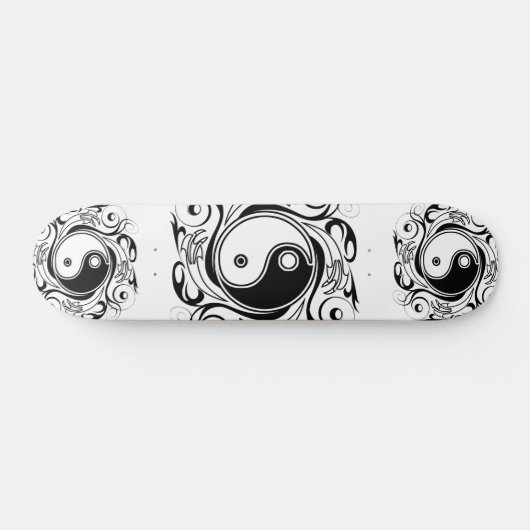 Yin & Yang Symbool Zwart-wit Tattoo Stijl Persoonlijk Skateboard (Horizontaal)