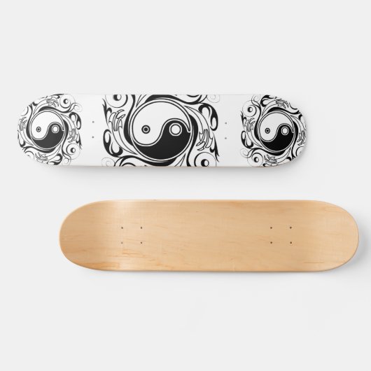 Yin & Yang Symbool Zwart-wit Tattoo Stijl Persoonlijk Skateboard (Horizontaal)