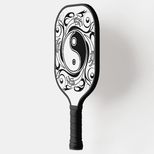 Yin & Yang Symbool Zwart-wit Tattoo Stijl Pickleball Paddle (Links)