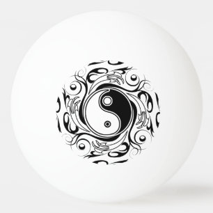 Yin & Yang Symbool Zwart-wit Tattoo Stijl Pingpongbal