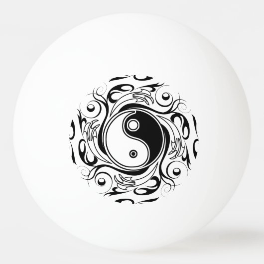 Yin & Yang Symbool Zwart-wit Tattoo Stijl Pingpongbal (Voorkant)