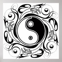 Yin & Yang Symbool Zwart-wit Tattoo Stijl