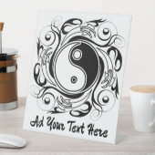 Yin & Yang Symbool Zwart-wit Tattoo Stijl Reclamebord Met Voetstuk (Insitu)