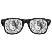 Yin & Yang Symbool Zwart-wit Tattoo Stijl Retro Zonnebril (Voorkant)