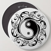 Yin & Yang Symbool Zwart-wit Tattoo Stijl Ronde Button 6,0 Cm (Voorkant /achterkant)