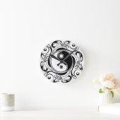 Yin & Yang Symbool Zwart-wit Tattoo Stijl Ronde Klok (Huis)