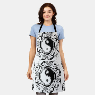 Yin & Yang-symbool zwart-wit tattoo-stijl Schort