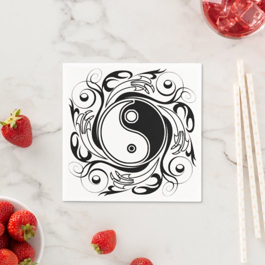 Yin & Yang Symbool Zwart-wit Tattoo Stijl Servet (Insitu)