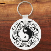 Yin & Yang Symbool Zwart-wit Tattoo Stijl Sleutelhanger (Voorkant)