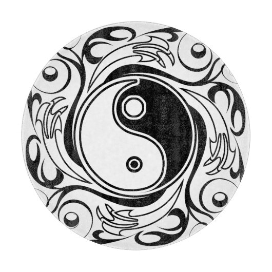 Yin & Yang Symbool Zwart-wit Tattoo Stijl Snijplank (Voorkant)