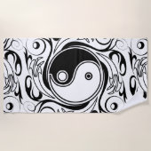 Yin & Yang Symbool Zwart-wit Tattoo Stijl Strandlaken (Voorkant)