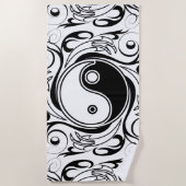 Yin & Yang Symbool Zwart-wit Tattoo Stijl Strandlaken (Voorkant)