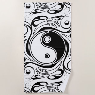 Yin & Yang Symbool Zwart-wit Tattoo Stijl Strandlaken