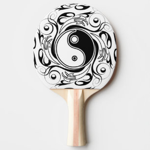 Yin & Yang Symbool Zwart-wit Tattoo Stijl Tafeltennisbatje
