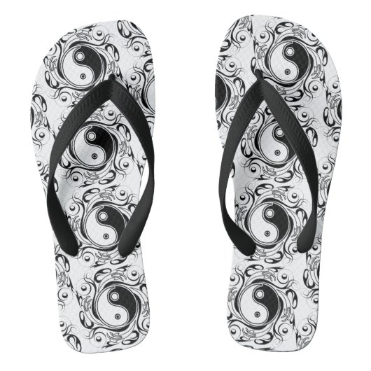 Yin & Yang Symbool Zwart-wit Tattoo Stijl Teenslippers (Voetbed)