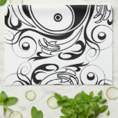 Yin & Yang Symbool Zwart-wit Tattoo Stijl Theedoek (Gevouwen)