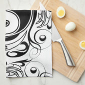 Yin & Yang Symbool Zwart-wit Tattoo Stijl Theedoek (Quarter Fold)