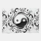 Yin & Yang Symbool Zwart-wit Tattoo Stijl Theedoek (Horizontaal)