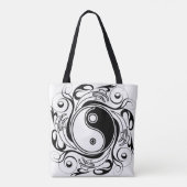 Yin & Yang Symbool Zwart-wit Tattoo Stijl Tote Bag (Achterkant)