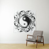 Yin & Yang Symbool Zwart-wit Tattoo Stijl Wandkleed (In situ)