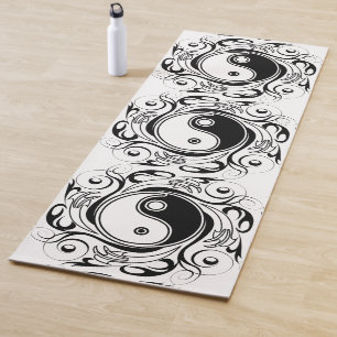 Yin & Yang Symbool Zwart-wit Tattoo Stijl Yogamat