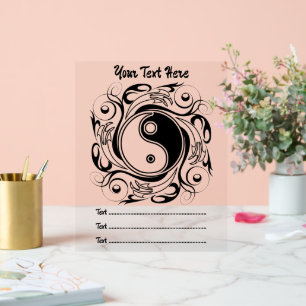Yin & Yang Symbool Zwarte en Witte Tattoo Stijl Acryl Bord