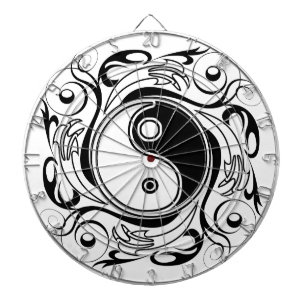Yin & Yang Symbool Zwarte en Witte Tattoo Stijl Dartbord
