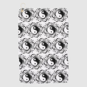 Yin & Yang Symbool Zwarte en Witte Tattoo Stijl Golfhanddoek