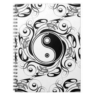 Yin & Yang Symbool Zwarte en Witte Tattoo Stijl Notitieboek