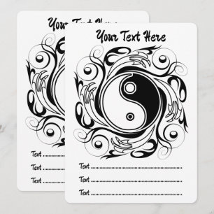 Yin & Yang Symbool Zwarte en Witte Tattoo Stijl Programmakaart
